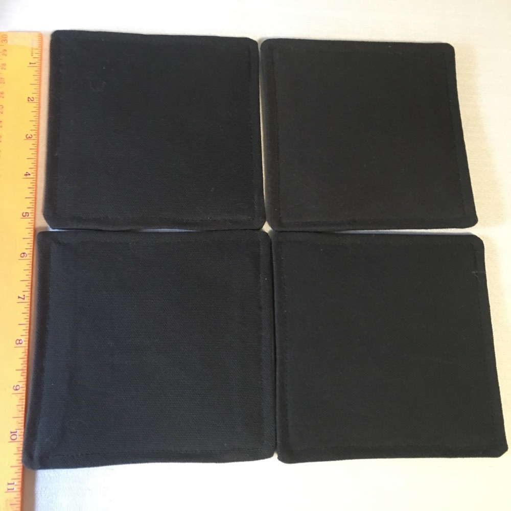 4 Embroidered coasters bears 5” Square Black background EUC New or like new. - Picture 7 of 9